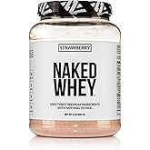 NAKED Strawberry Whey Protein Powder, Only 3 Ingredients, 25g Grass Fed Whey Protein Powder, Aid Muscle Growth & Recovery - 24 Servings