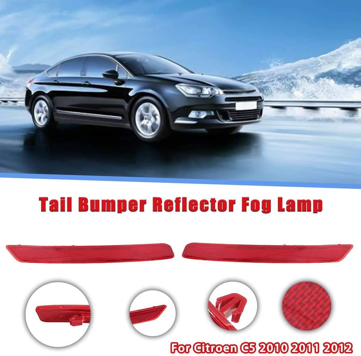 FALAMODA - 2X Car Rear Tail Bumper Reflector Reflective Stripe Cover Warning Fog Lamp Light For for Citroen C5 2010 2011 2012