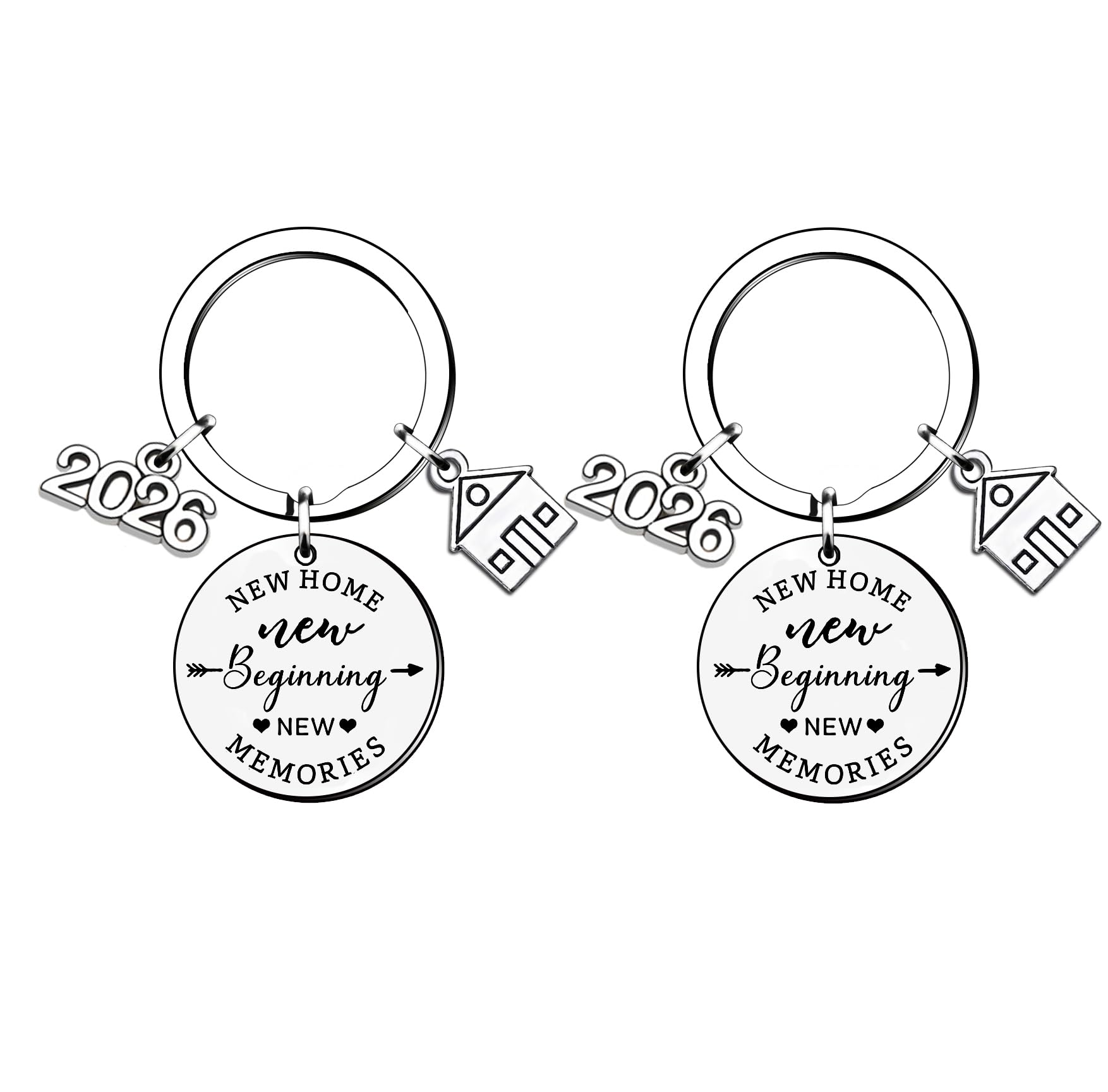 HULALA 2 PCS 2026 House Warming Gifts For Men Women Friends Family Couple New Home New Beginning Keyrings Keychains