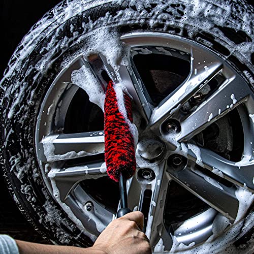 bzczh Metal Free Soft Wheel Cleaner Brush, Synthetic Wool Car Cleaning