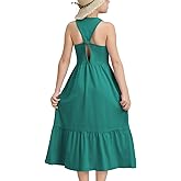 tiny sugar Girls Summer Maxi Dress Sleeveless Back Detailed Tiered Sundress with Pockets 5-12 Years