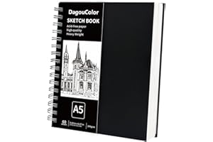 DagouColor Spiral Sketch Book, 60 Sheets, A5 Acid-Free Art Drawing Paper, 200GSM Premium Sketch Pad for Beginning Artists Adu
