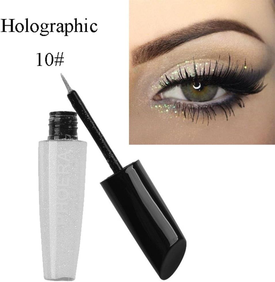 Phoera 10 Color Makeup Metallic Shiny Eyes Eyeshadow Waterproof Glitter Liquid Eyeliner by DMZing (ESA-10)
