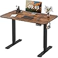 Furmax Electric Height Adjustable Standing Desk Large 40 x 24 Inches Sit Stand up Desk Home Office Computer Desk Memory Preset with T-Shaped Metal Bracke, Brown