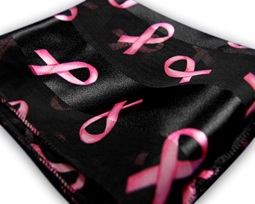 Breast Cancer Awareness Scarf (25 Scarves, Pink Ribbon Scarf in Black