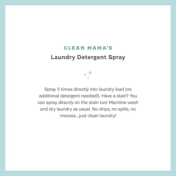 CLEAN MAMA LAUNDRY DETERGENT SPRAY & PRE-TREATER – NATURAL LAUNDRY DETERGENT SOAP FOR SENSITIVE SKIN – ECO-FRIENDLY, HE COMPATIBLE – UNSCENTED – 64+ LOADS OF LAUNDRY, STARTER + REFILL, 16 OZ EACH