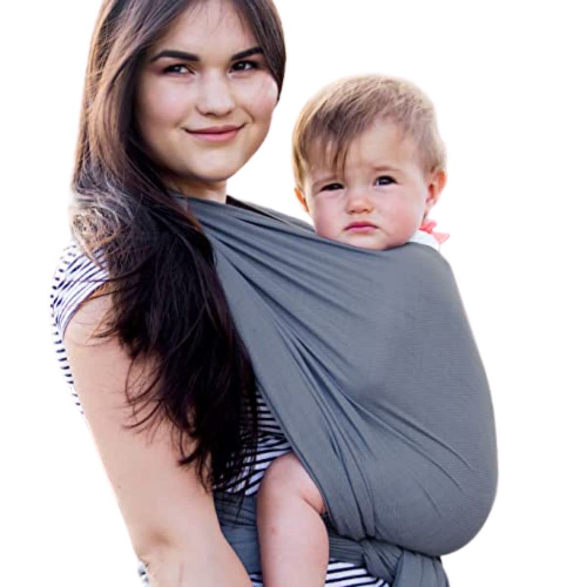 Hoppediz Baby Sling from Birth, Newborn to Toddler, 100% Cotton, Ultralight Summer Cloth, Hamburg Stone, 5.40 m