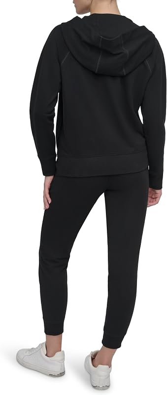 Sweat à Capuche zippé en Polaire avec Cordon de Serrage pour Femme, Noir, Medium
