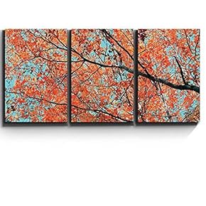 Print Contemporary Art Wall Decor Orange Leaves on...