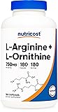 Nutricost L-Arginine L-Ornithine 750mg; 180 Capsules