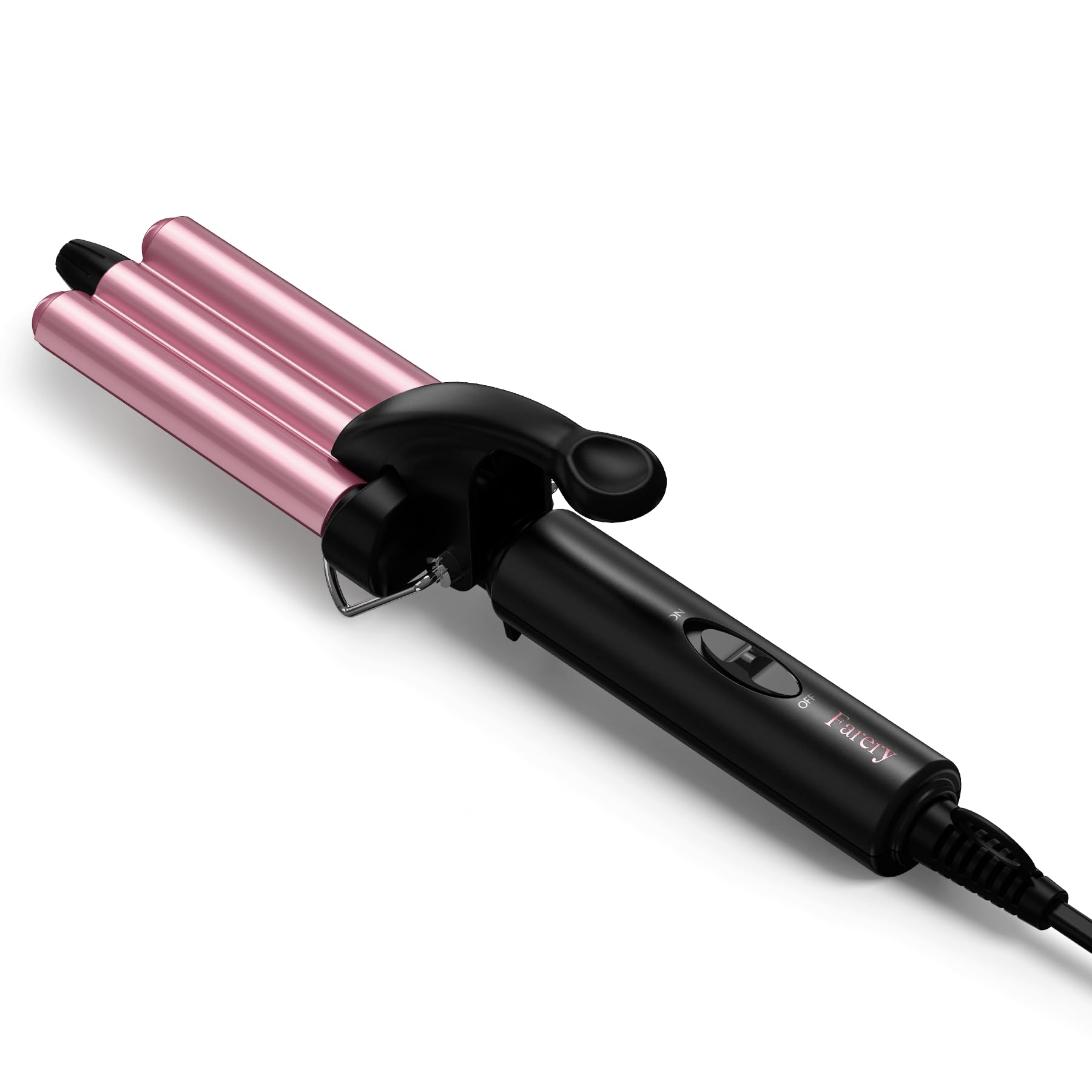 Mini Hair Crimper, 3 Barrel Curling Iron 1/2 Inch with Keratin & Argan Oil Infused, Travel Curling Iron with Dual Voltage, Pouch Bag, Beach Waves for Women, Rose Pink, HAIR IRON