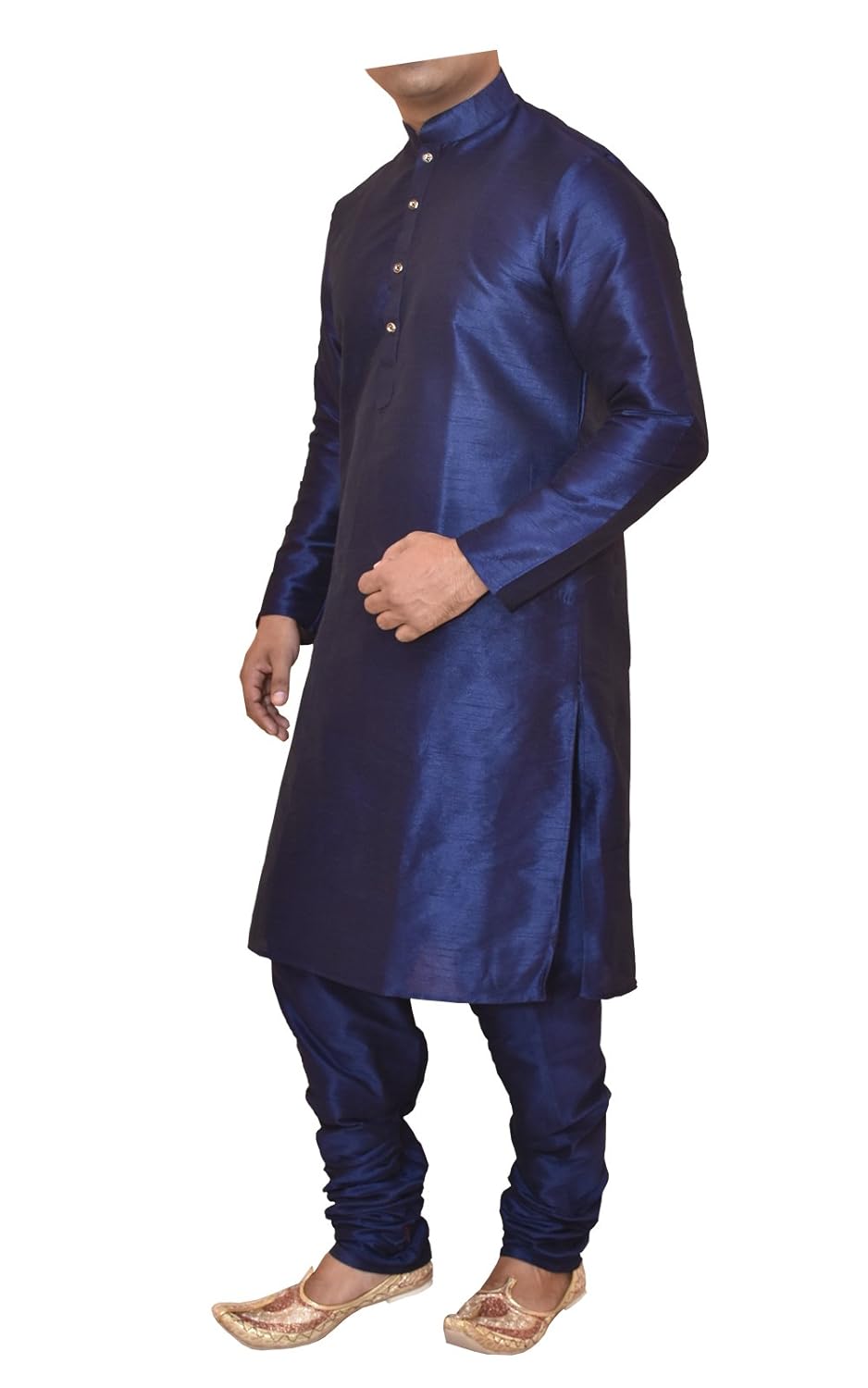 modern garments men's blue dupioni silk kurta pyjama
