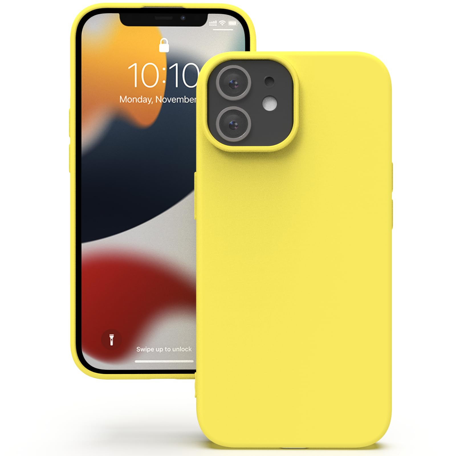 YATWIN Silicone Case for iPhone 12/12 Pro, Soft-Touch, Shockproof, DustProof, Antiskid Full Body Armour Phone Cover for Apple iPhone 12/12 Pro - Yellow — image 1