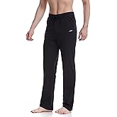 TRAILSIDE SUPPLY CO.Men's Cotton Yoga Sweatpants Athletic Lounge Pants Open Bottom Workout Pants with Pockets