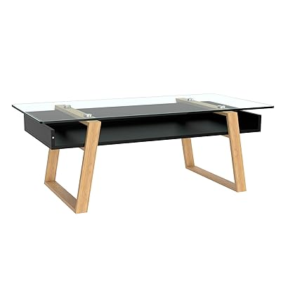 bonVIVO Black Coffee Table Donatella with White Glass Top