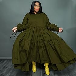 Women's Plus Size Dress Fall Long Sleeve Button