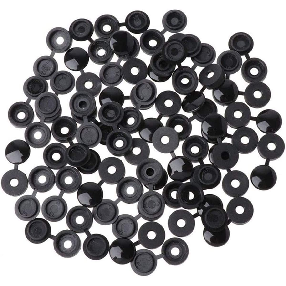 50Pcs Hinged Screw Cover Cap Plastic Screw Covers Caps Fold Snap Decorative Washer Flip Tops for Car Cabinet Furniture Black