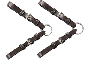 EXIONPRO Exion Adjustable Pelham Bit Converter for Horse Bridle – Leather Single Rein Rounding Strap with Double Buckles – English Tack for Jumping & Training – Stainless Steel Hardware – Black & Brown