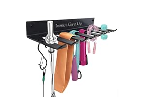 YIKAROELI Gym Rack Organizer with 8 Hooks, 3mm Thickness Home Gym Equipment Multi-Purpose Workout Gear Wall Rack Hanger Storage for Barbells, Jump Ropes, Chains, Lifting Belts Resistance Bands