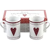 Haysom Interiors Beautifully Designed 40th Ruby Wedding Anniversary Set of Ceramic Mugs with Hearts | Dishwasher and Microwave Safe with Decorative Keepsake Box by Happy Homewares