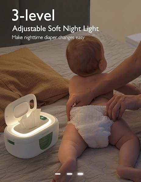 MOMCOZY BABY WIPE WARMER, INNOVATIVE SPRING DESIGN, LARGE CAPACITY WIPES DISPENSER, FAST AND EVEN HEATING, 4 MODES OF TEMPERATURE HEATING CONTROL, DIAPER WIPE WARMER WITH NIGHT LIGHT