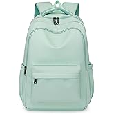 Cute College Backpack for School Aesthetic Backpack for Teen Girls Students Laptop Bag Large Capacity Bookbags Kids Travel Lightweight Backpacks for Casual Daypacks School Bag Solid Color(Green)