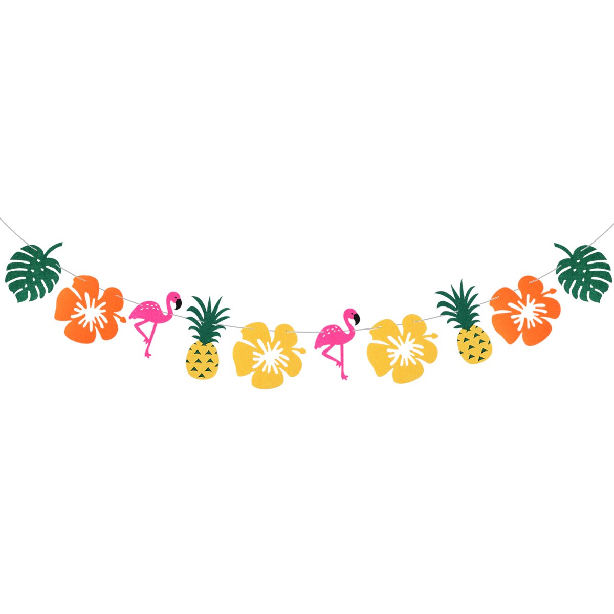BESTOYARD Flamingo Buntings Banners Party Banners Tropical Plant Garlands for Hawaii Party Favors Tropical Cacti Theme Summer Birthday Party Supplies