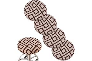 DEBRUYNE ANWUCHEN Stool Covers Round,4 Pack Stretch Round Bar Stool Covers Elastic Bar Stool Seat Covers Round Stool Cushion Slipcover Bar Chair Cover with Elastic Band for 13-18 Inch Round Barstools(Brown)