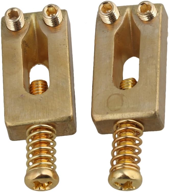 BQLZR 30x10x6mm Brass Gold Color Brass Saddle String Guitar Bridge with Wrench for Electric Guitar Pack of 6 - Image 3