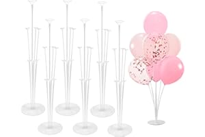 LBNZC 6 Sets Balloon Sticks with Base for Table Balloon Stand Kit Balloon Stands with Base for Floor Balloon Arch Stand with Base Balloon Stands for Table Baby Shower Birthday Wedding Party Decorations