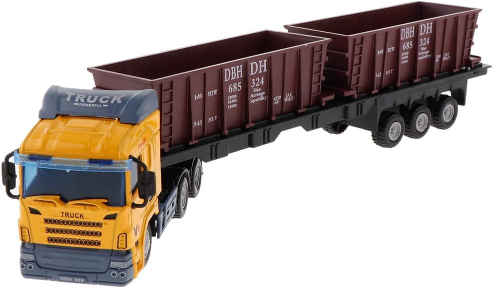 B Blesiya 1:48 Diecast Car Toy Engineering Car Carrier Transport Trucks Transport Trailer Model Home Decor Yellow