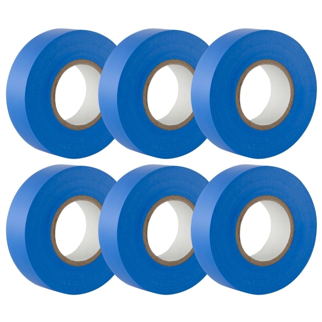 GTSE Blue Electrical Tape, 19mm x 20m, Strong Self-Adhesive PVC Insulation Tape for Insulating, Repairing and Protecting Electrical Wires, 6 Rolls