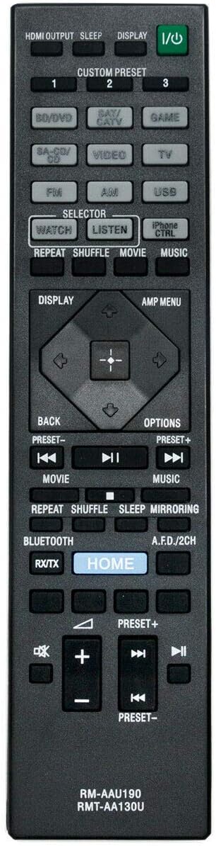 Amazon Com Rm Aau190 Replace Remote For Sony Str Dh550 Str Dh750 Strdh550 Strdh750 Receiver Home Audio Theater