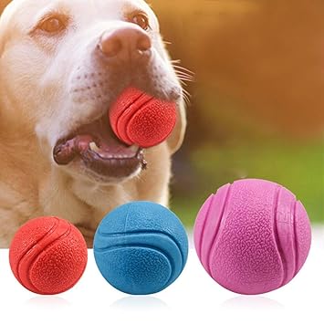 The DDS Store Solid Rubber Dog Balls,Dog's Solid Rubber Bouncy Ball Bite Resistant and Indestructible Dog Training Ball,Pet Solid Rubber Bouncy Ball (Color May Vary) (Pack of 2)