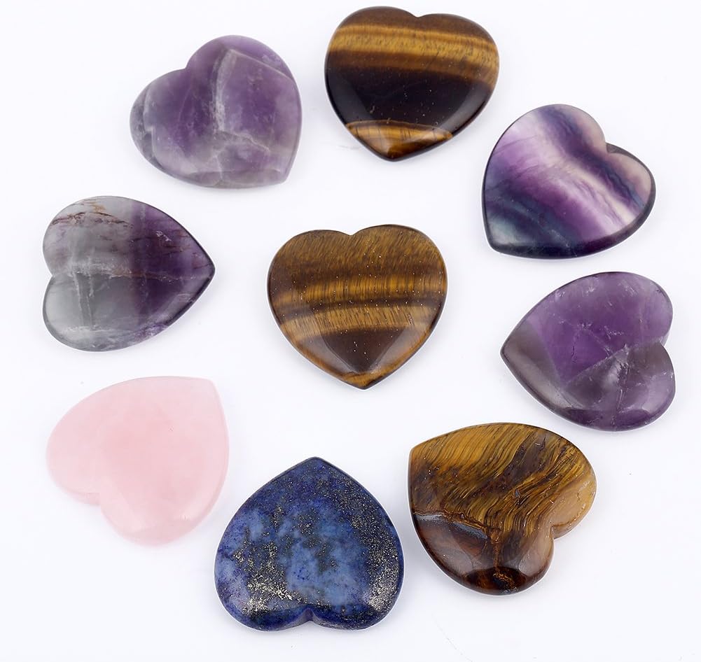 Bingcute Lapis Lazuli Heart Love Carved Palm Worry Stone 40mm (1.6") for Chakra Energy Healing, Reiki, Meditation, Massage and Decoration: Home & Kitchen