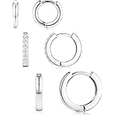 Poxtex Small Sterling Silver Huggie Hoop Earrings Set for Women, Hypoallergenic 14K Gold Plated Hoops Stacks for Multiple Piercings, Dainty Cute Mini Lightweight Cartilage Studs Trendy Jewelry Gift