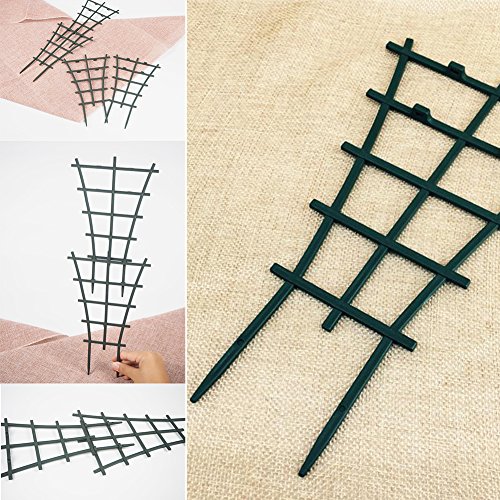 Olpchee 10Pcs Plastic Mini DIY Flower Support Garden Trellis Superimposed Plant Winding Climbing Supports Dark Green