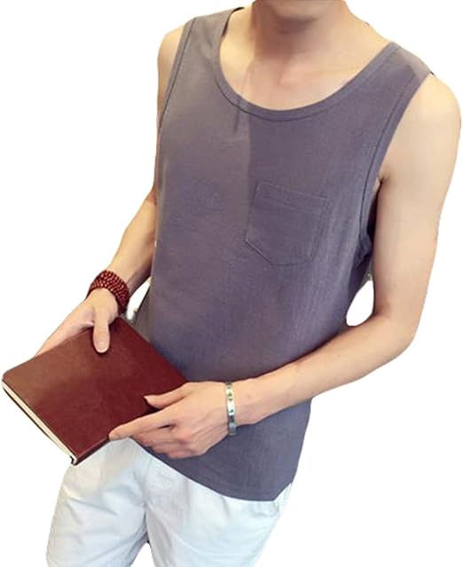 Amazon Bscoolメンズ ベスト 綿 麻 袖なしtシャツ 夏 トップス ノースリーブ カジュアル 無地 ジレ 夏服 大きいサイズ ベスト 通販