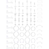 Lcolyoli Mix Set Clear Piercing Retainers Flexible Lip Rings Ear Cartilage Rook Daith Conch Tragus Earrings Plastic Helix Piercing Jewelry for Work Sports Women Men