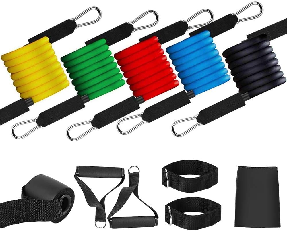 Resistance Bands, Exercise Bands Latex Fitness Natural Rubber Resistance Tubes with Handles, Door Anchor, Ankle Strops for Man Women Resistance Training Build Muscle Indoor Exercise Home Workouts
