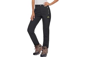 MAGCOMSEN Women's Fleece Lined Waterproof Insulated Snow Ski Pants Winter Warm Hiking Pants Outdoor Softshell