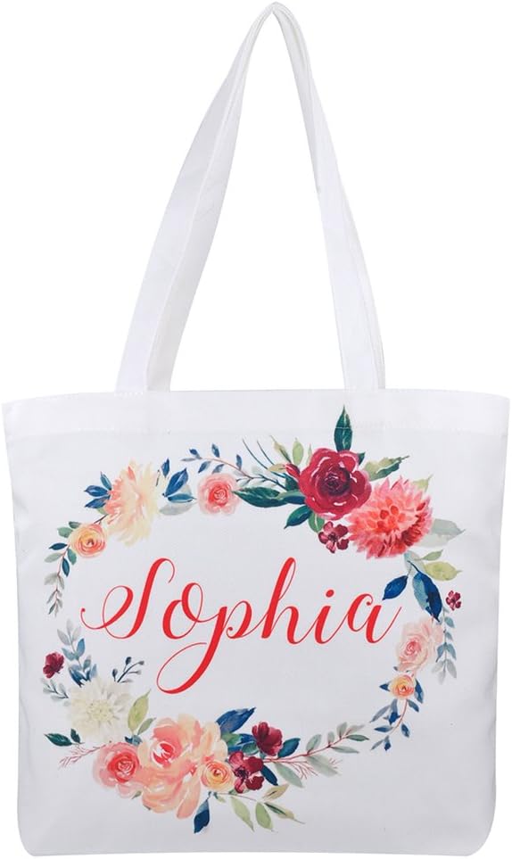 Personalized 16oz Tote Bag, Custom Bridal Party Bag, Bridesmaid Gift Bag, Reusable Canvas Tote Bag, Mother Gift (Print on 1 side only)