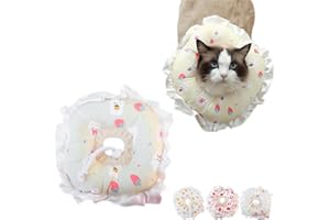 JATMIRA Cute Cat Recovery Collar Soft Adjustable Cats Cone Anti-Bite Pet Neck Pillow Easy to Wear Prevent Lick Wound After Surgery Injury (S(6.6-14lb),Yellow)