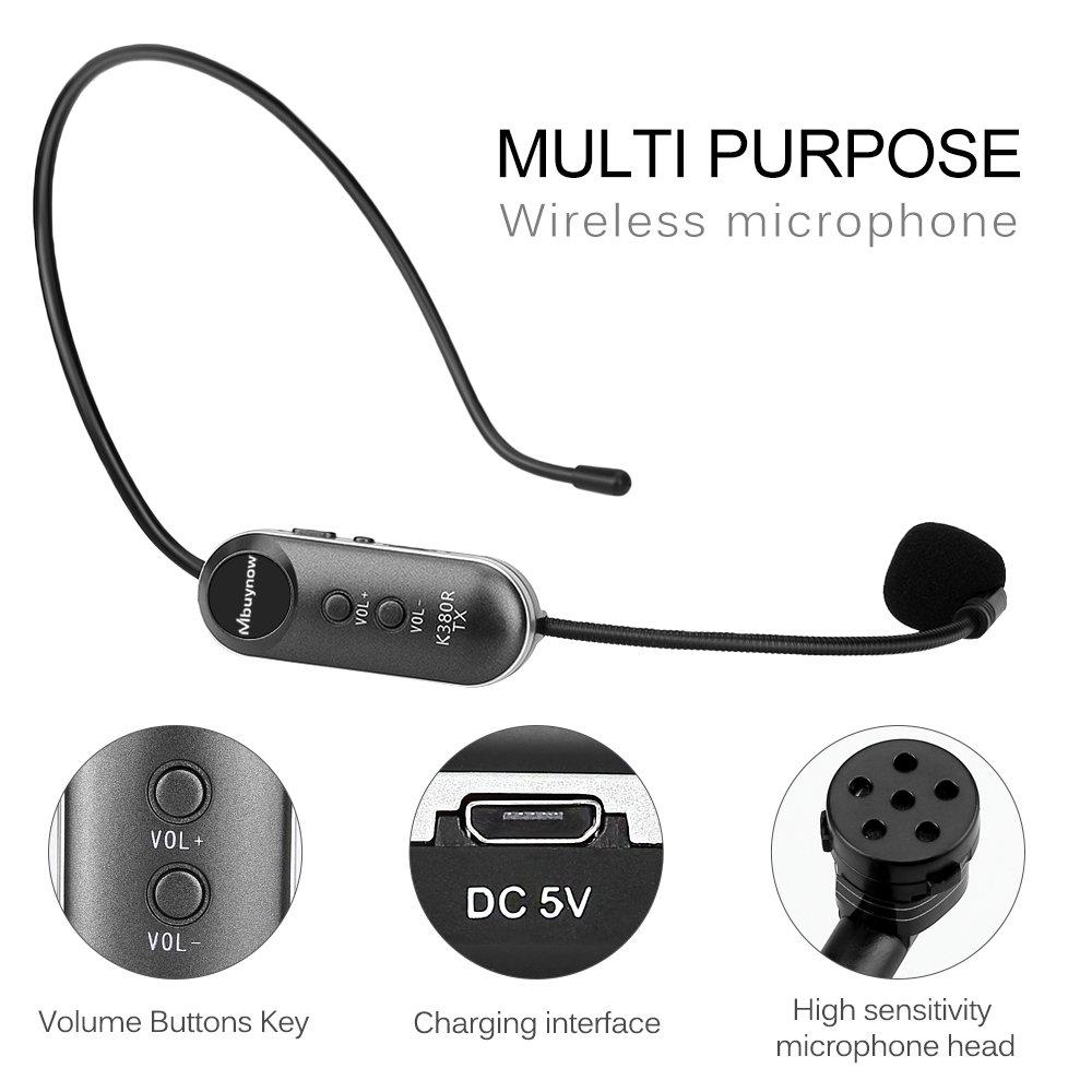 Wireless Microphone, Mbuynow UHF 2.4G Wireless Headset Handheld 2 In 1 Rechargeable with Updated Receiver for Leaders Business Meeting, Fitness, Teaching, Guides