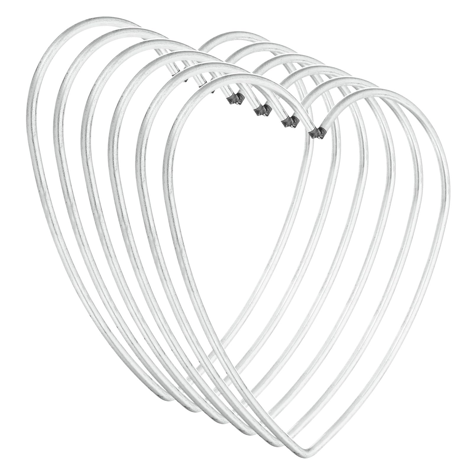 PATIKIL 4inch Dream Catcher Rings, 6 Pcs Metal Heart Shape Macrame Wreath Floral Ring Hoop for Home DIY Craft Wedding Wall Hanging Decorations, Silver