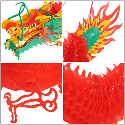 Bememo 3D Chinese New Year Dragon Garland Hanging Decoration (4.92 Feet) - coolthings.us