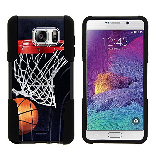 Note 5 Case, Dual Layer Shell STRIKE Impact Kickstand Case with Unique Graphic Images for Samsung Galaxy Note 5 SM-N920 by MINITURTLE - Basketball Swish