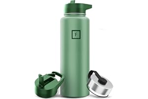 IRON °FLASK Camping & Hiking Hydration Flask with 3 Lids - Stainless Steel, Double Walled & Vacuum Insulated Water Bottle - L