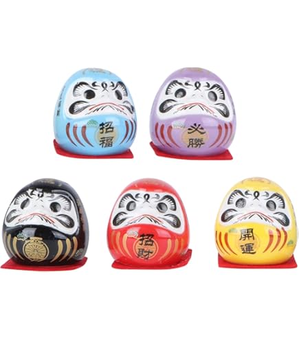 Mini Daruma Duo – Good Luck Charm Miniature Daruma Doll (Japanese Good-Luck Charm) Seven Colors Set