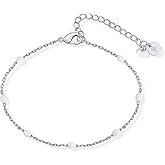 PAVOI 14K Gold Plated Enamel Beaded Bracelets for Women - Colorful Dainty Bead Bracelet - Boho Festival Black, Green, Pink, Turquoise, White Jewelry Gifts